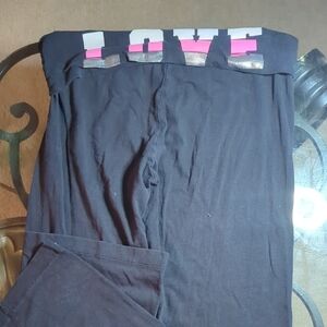 Black Leggings with Pink and Silver 'LOVE' Print